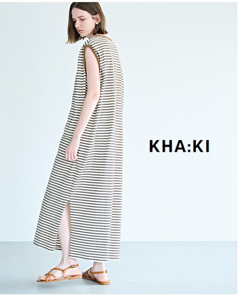 50%OFF】kha:ki カーキ コットンマルチボーダー カットソー ワンピース
