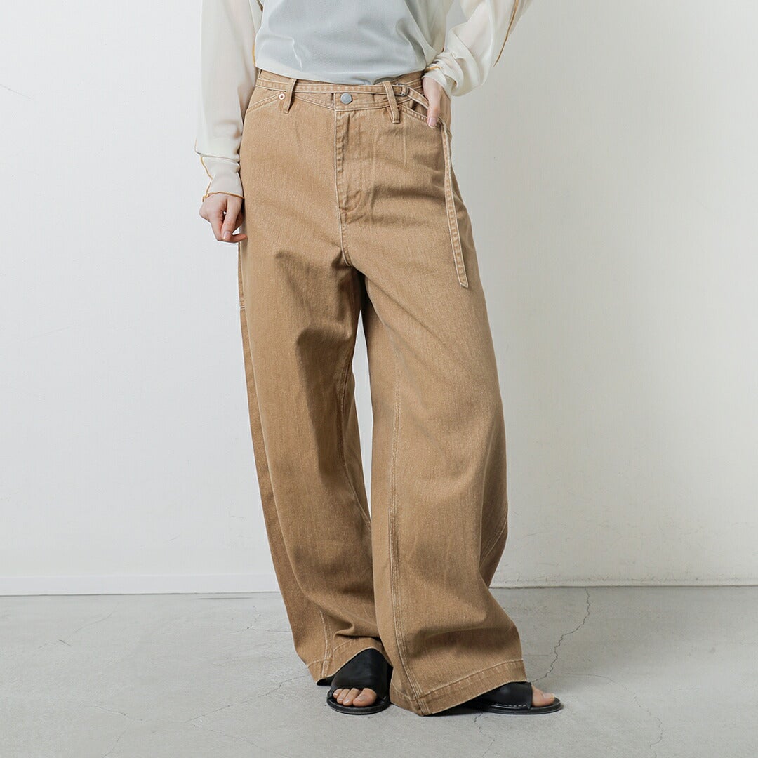 kha:ki カーキ フェードカラーデニム ウエストベルテッド ペインター