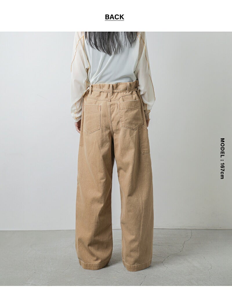 kha:ki カーキ フェードカラーデニム ウエストベルテッド ペインター