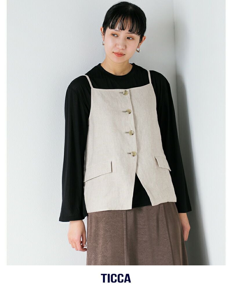 TICCA ティッカ リネン キャミソール ベスト tbfs-413 レディース
