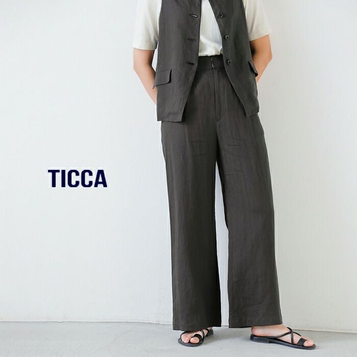 TICCA ティッカ リネン ワイド タック パンツ tbfs-414 レディース