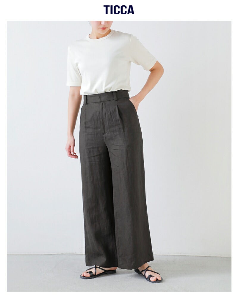 TICCA ティッカ リネン ワイド タック パンツ tbfs-414 レディース