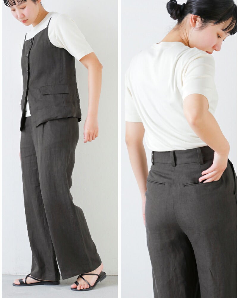 TICCA ティッカ リネン ワイド タック パンツ tbfs-414 レディース