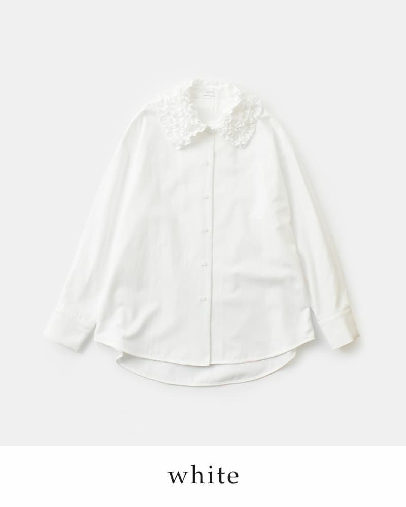 美品✨ マノフ フリルカラーオックスフォードシャツ F ホワイト MANOF マノフ フリルカラー オックスフォード シャツ 80122-4013