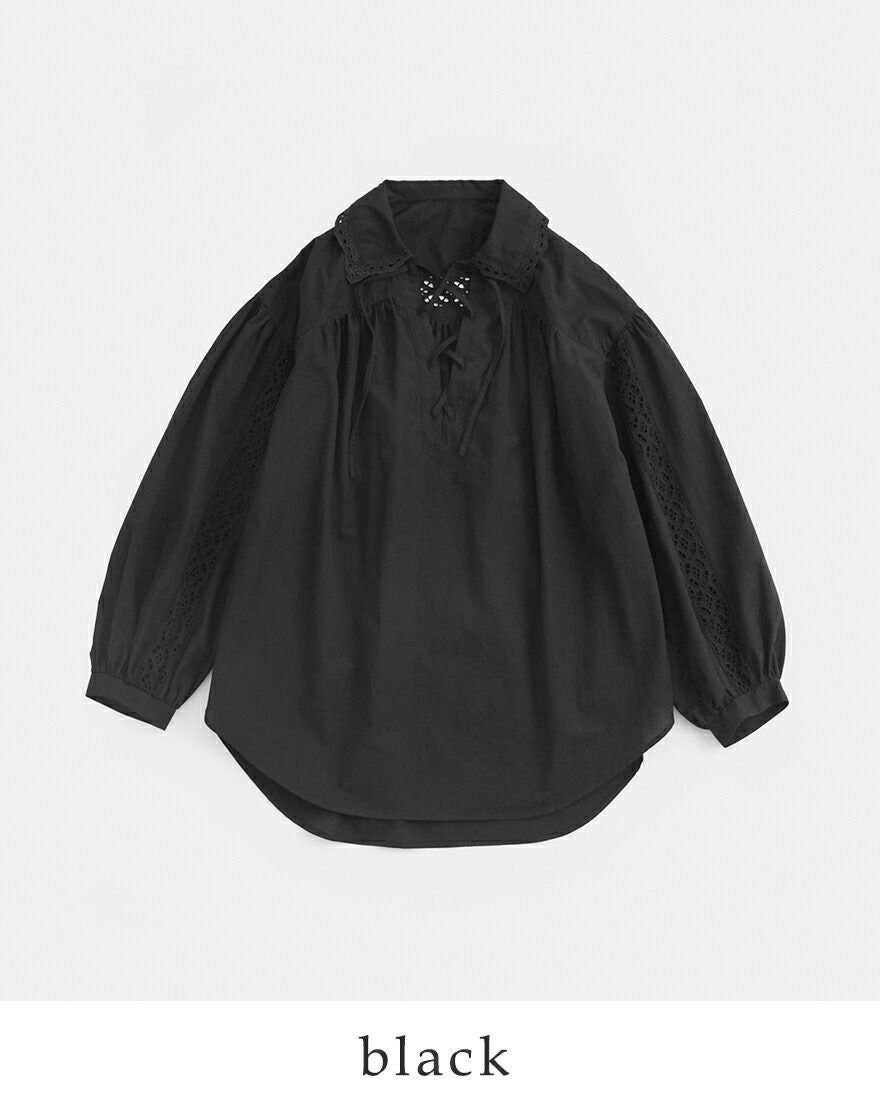 Shinzone シンゾーン コットン レースアップ ブラウス LACE-UP BLOUSE