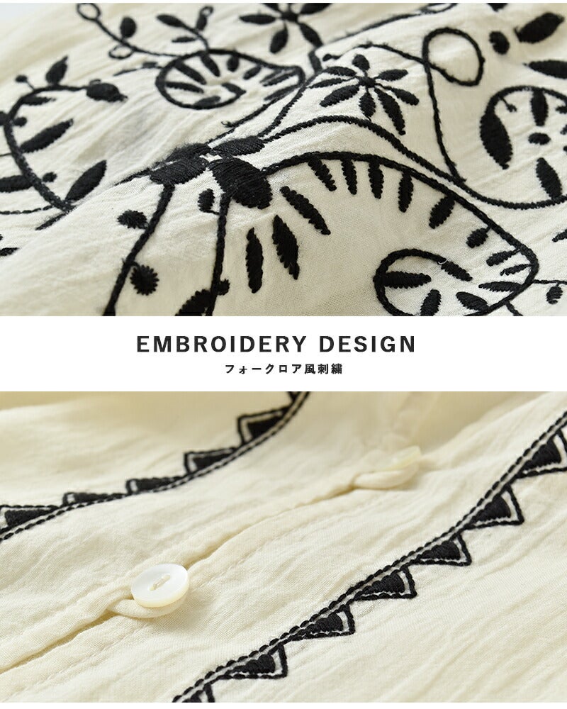 Shinzone シンゾーン コットン 刺繍 ギャザー ブラウス EMBROIDERED