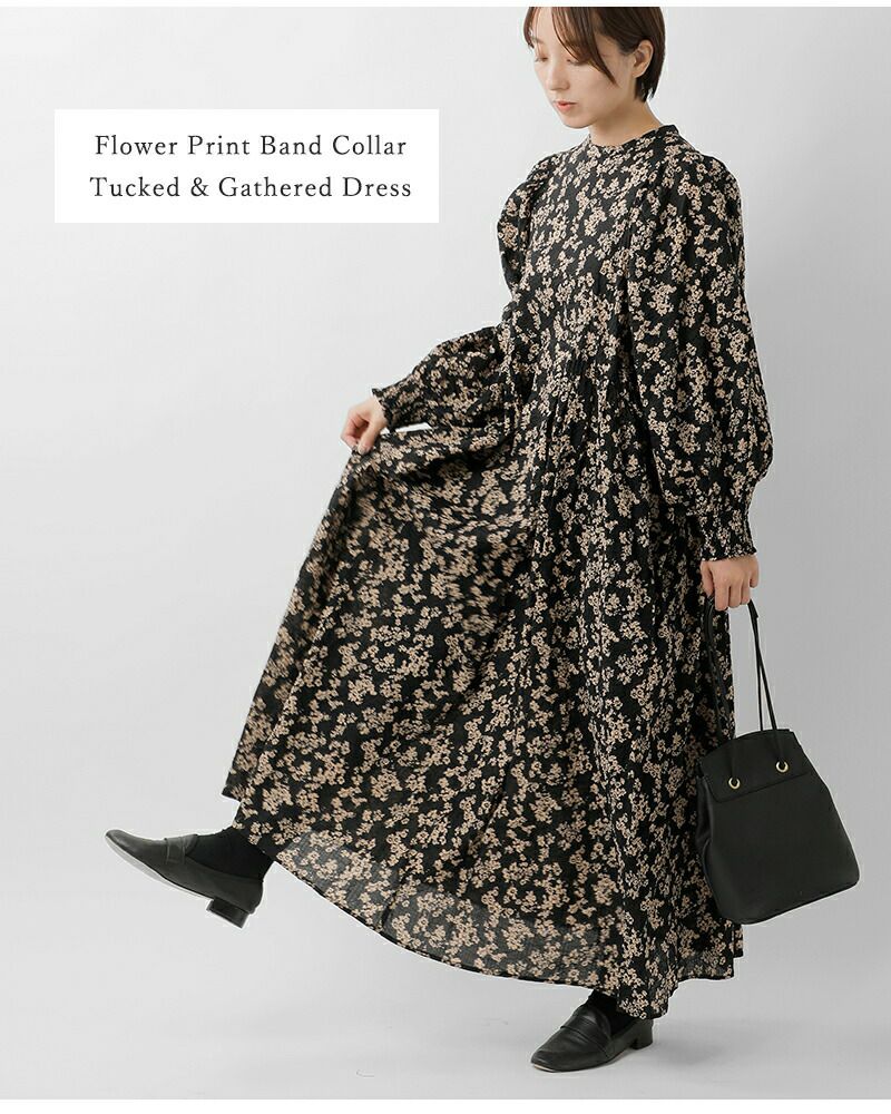 PARIS DE AOUNE パリドゥアオウネ フラワープリント バンドカラー