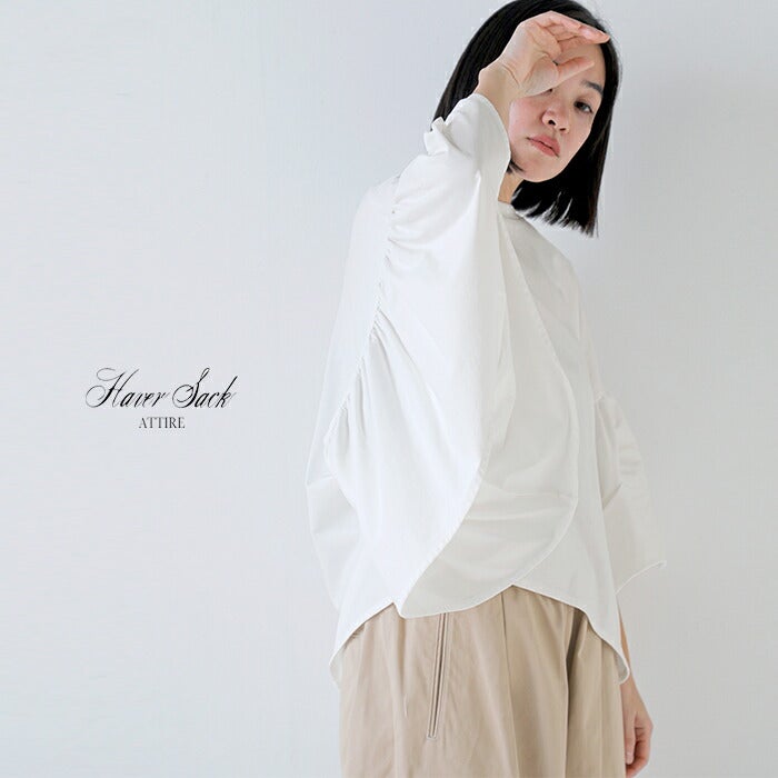 HAVERSACK/ハバーサック ギャザースリーブシャツSTRIPE WOMEN HAVERSACK - EXCLUSIVE MODEL