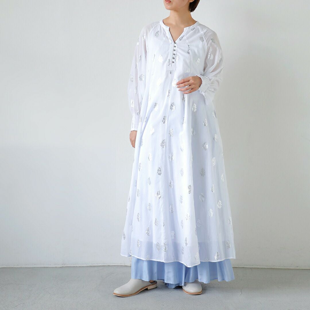 ne Quittez pas ヌキテパ コットンボイル フラワー箔プリント スリーブ