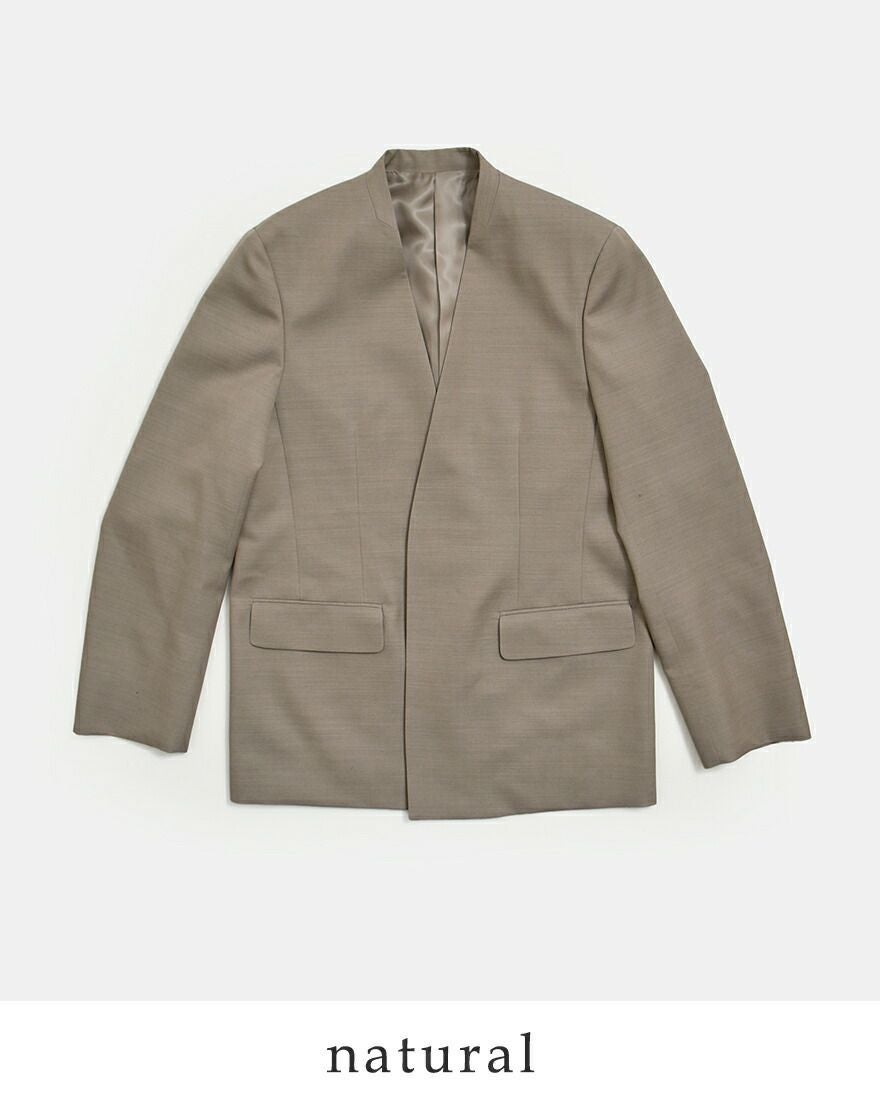 LOEFF ロエフ 高密度 ウール ギャバ ノーカラー ジャケット 8822-2