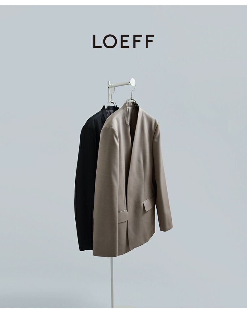 LOEFF ロエフ 高密度 ウール ギャバ ノーカラー ジャケット 8822-2