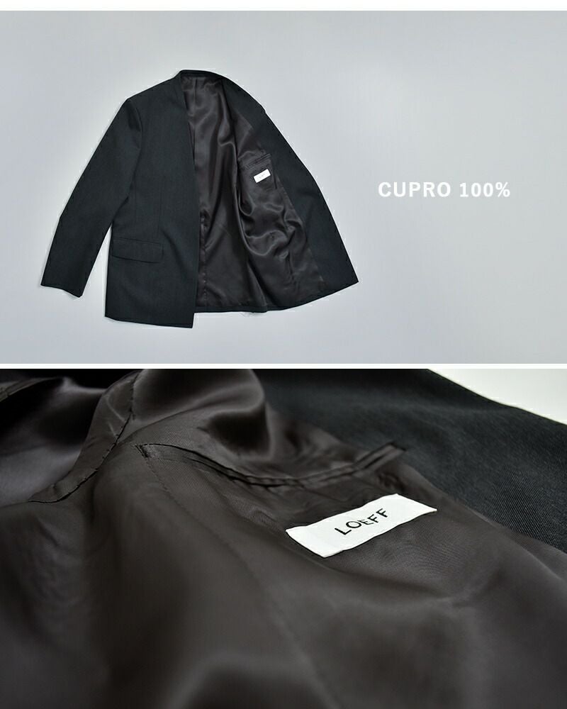 LOEFF ロエフ 高密度 ウール ギャバ ノーカラー ジャケット 8822-2