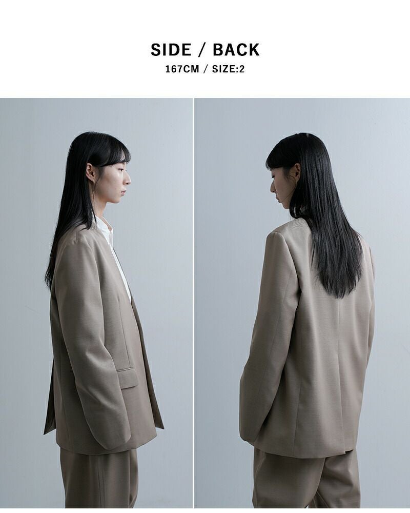 クーポン対象】LOEFF ロエフ 高密度 ウール ギャバ ノーカラー