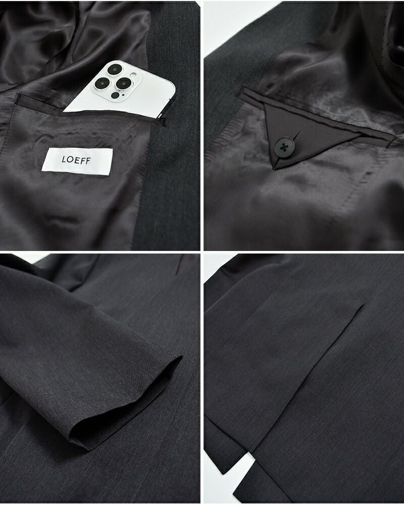 LOEFF ロエフ 高密度 ウール ギャバ ノーカラー ジャケット 8822-2