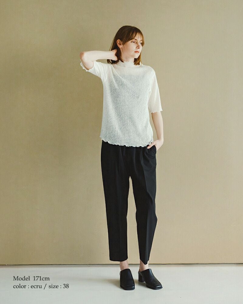 whyto ホワイト メロウモックネック シアー レース ブラウス “sheer