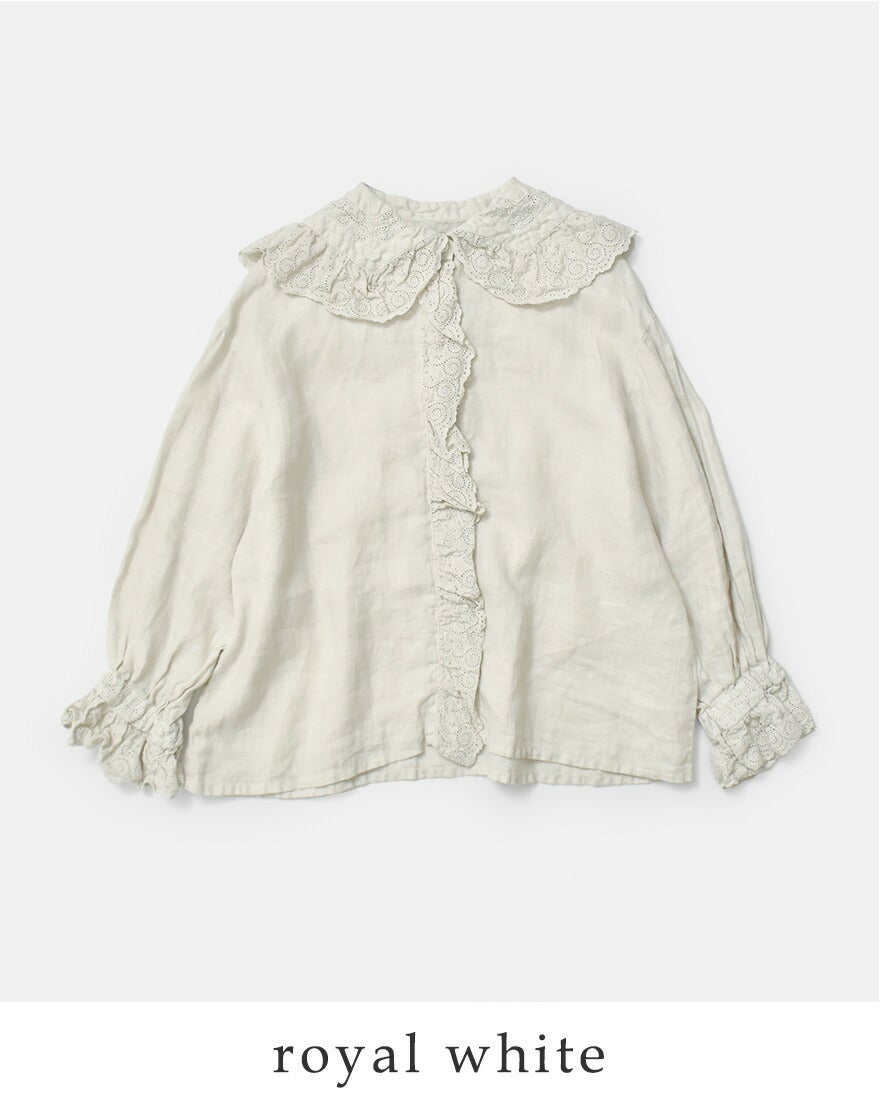 Gauze# ガーゼ リネンアンティーク フリルブラウス ameri ANTIQUE