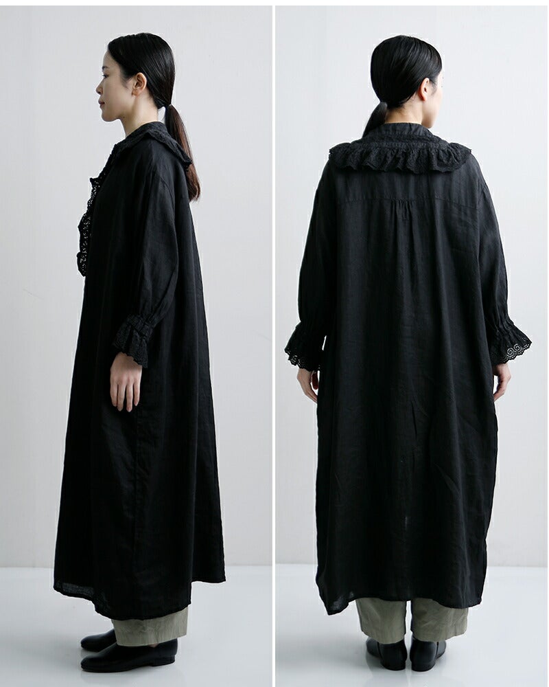 Gauze# ガーゼ リネンアンティーク フリルワンピース ameri ANTIQUE