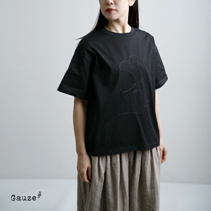 45rpm Tシャツ(サイズ１)■モダンアート/サイケ/ドット/コットンガーゼ Gauze# ガーゼ コットン アート Tシャツ ART T-SHIRT g1167 レディース