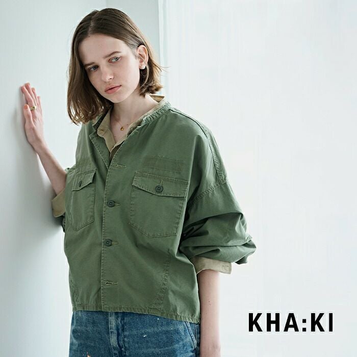 kha:ki カーキ ウォッシュドコットンツイル ボリュームスリーブシャツ