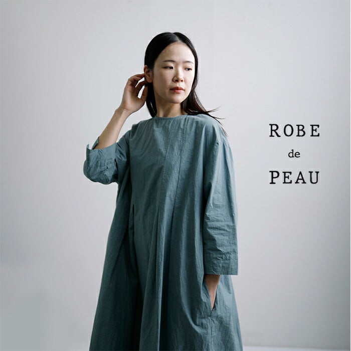 ROBE de PEAU キュプラリネンコットンワンショルダーサロペット ROBE de PEAU ローブデポー コットンリネン タック ワンピース “TUCKED