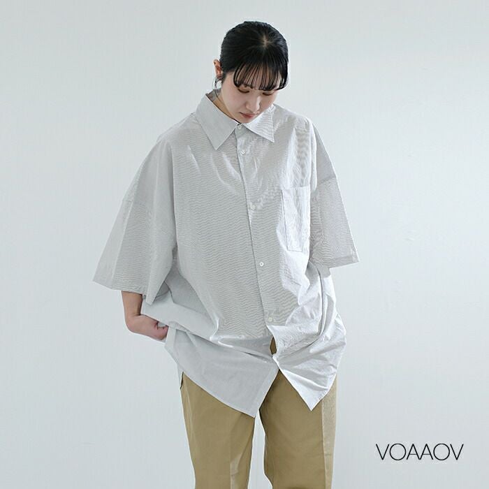 VOAAOV ノーカラーブラウス VOAAOV（ヴォアーブ） シャツ 「VOAAOV」BIO TWILL No Sleeve Shirt
