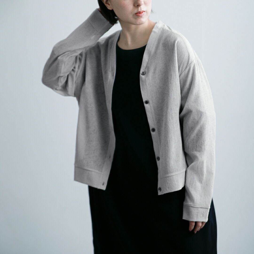 25SS mizuiro ind 麻混 ビッグシルエットカーディガン グレージュ mizuiro ind メッシュVネックカーディガン｜ MARcourt ONLINE STORE