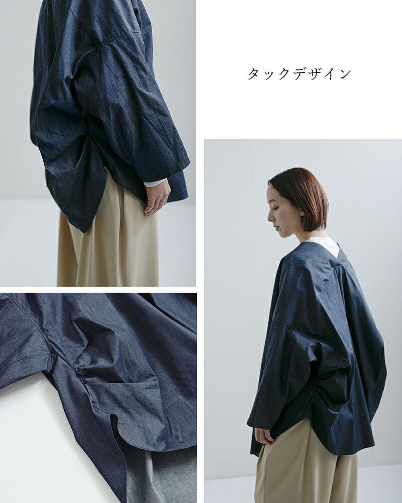 うさと　インディゴ・ ノースリーブ・シャツ WOMEN SOFTCOOLトリコットメッシュ ノースリーブシャツ ネイビー