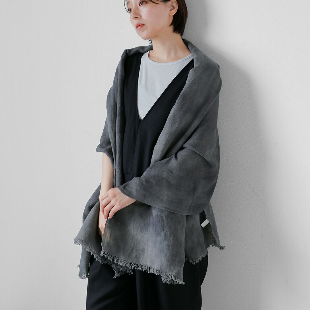 evam eva エヴァムエヴァ　リネンカシミヤ大判ストール evam eva（エヴァムエヴァ） コットン リネン ボカシ ストール