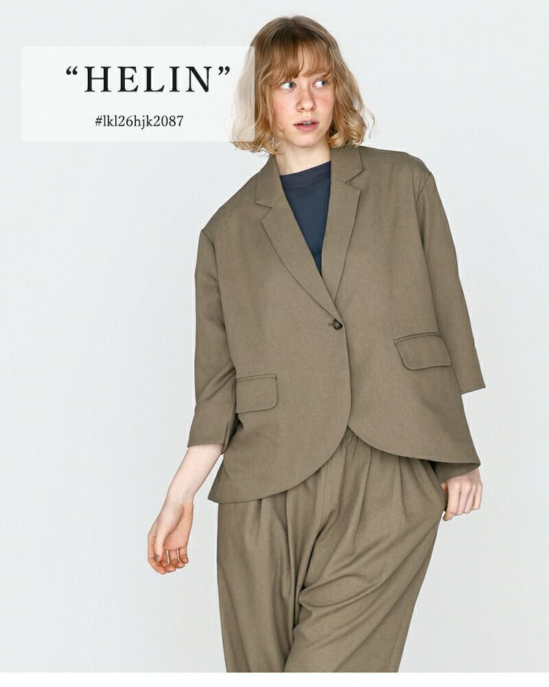 kelen ケレン リネン混ストレッチ テーラード バックフレア ジャケット