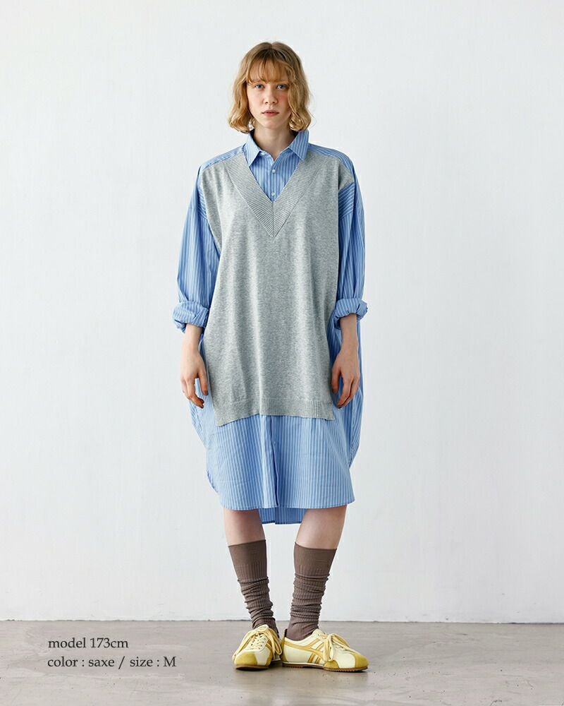 30%OFF】kelen ケレン ニットベスト レイヤードデザイン ストライプ