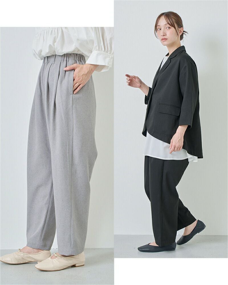 クーポン対象】kelen ケレン リネン混ストレッチ タックデザイン
