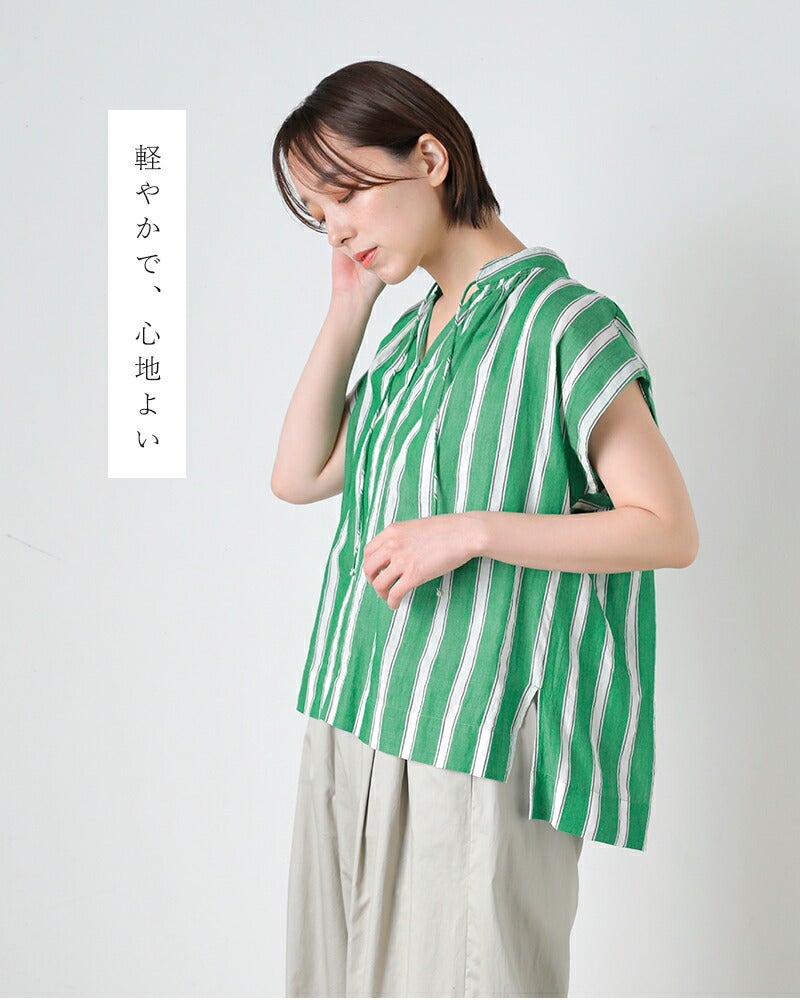 ne Quittez pas ヌキテパ コットンボイルストライプ フレンチスリーブ