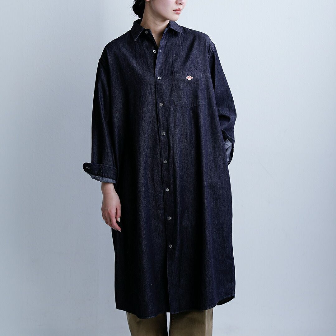 DANTON ダントン インディゴダンガリー レギュラーカラー ロングシャツ