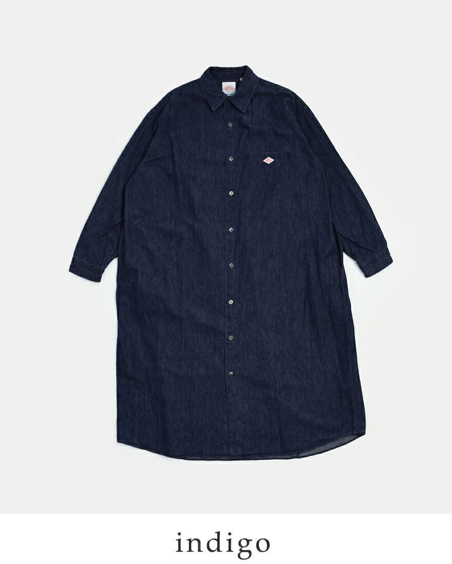 DANTON ダントン インディゴダンガリー レギュラーカラー ロングシャツ