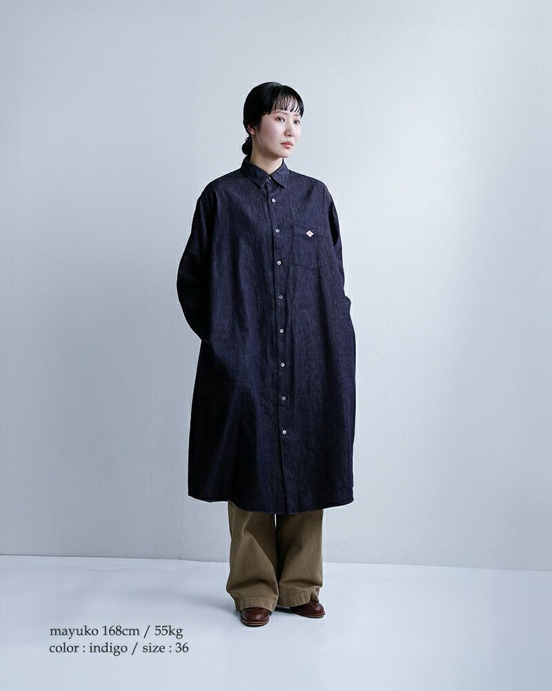 DANTON ダントン インディゴダンガリー レギュラーカラー ロングシャツ