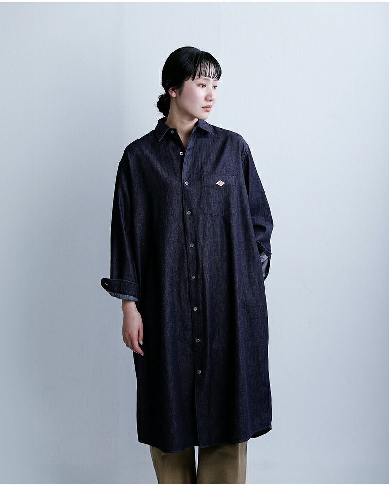 DANTON ダントン インディゴダンガリー レギュラーカラー ロングシャツ