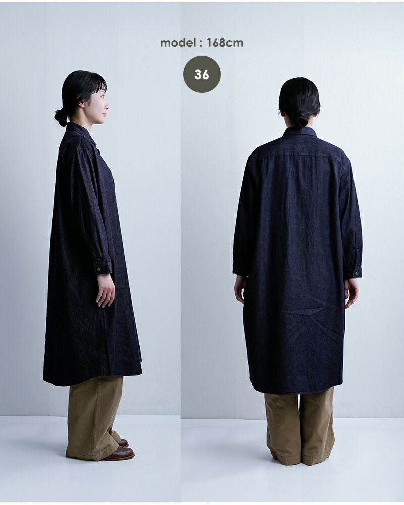 DANTON ダントン インディゴダンガリー レギュラーカラー ロングシャツ