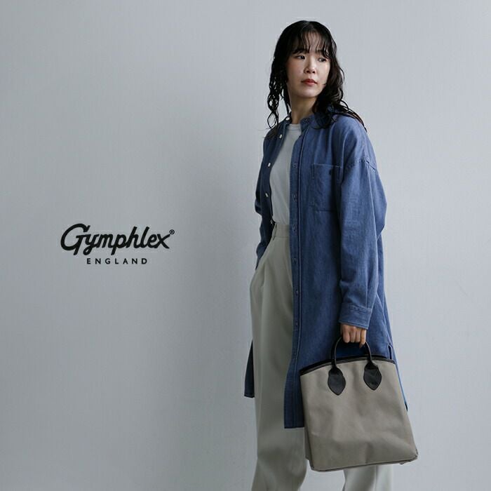 Gymphlex ジムフレックス ライトデニム バンドカラー シャツワンピース