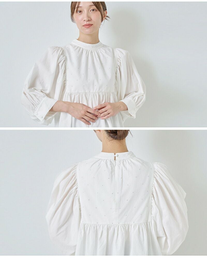 30%OFF】kelen ケレン ラメ糸ドット刺繍 ギャザー ブラウス “CAFUN