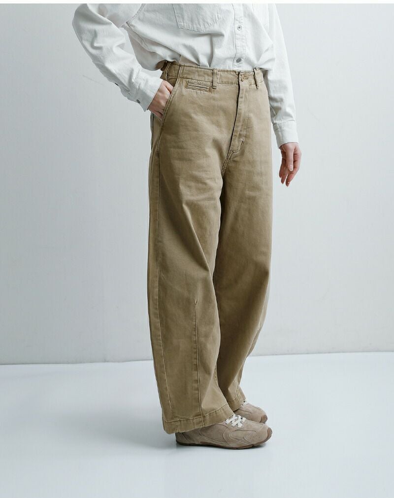 VISCOSE COTTON TWILL ワイドキュロットトラウザー　Ⅱ kha:ki カーキ コットン オーバル ワイドトラウザーパンツ “OVAL WIDE