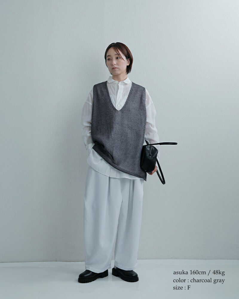 ミズイロインド☆袖シャーリングＶネックシャツ　ブラウス mizuiro ind(ミズイロインド) T/Cシアーワイドシャツ トップス シアー