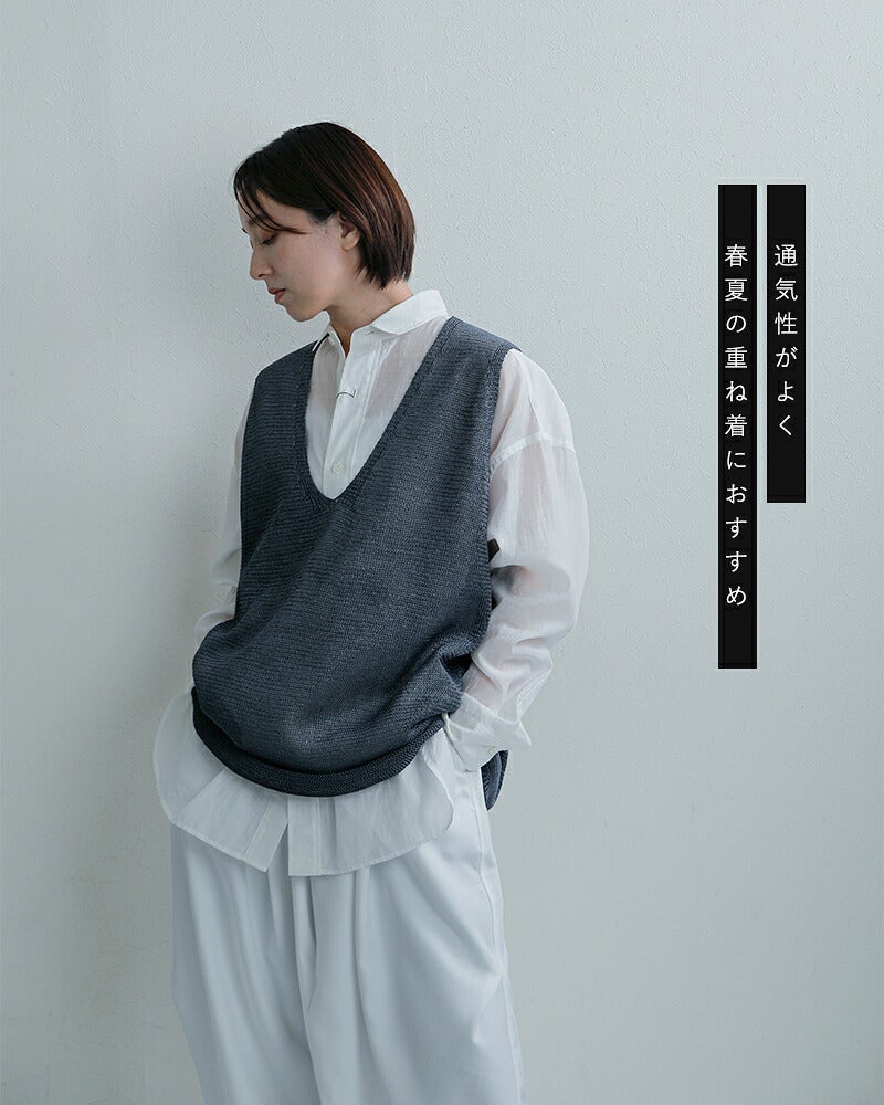 クーポン対象】mizuiro ind ミズイロインド ワイド Vネック ベスト 1