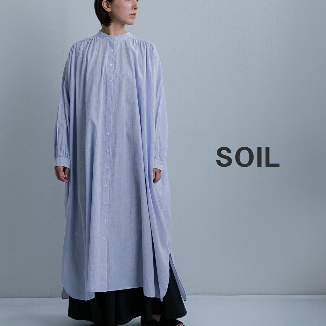 クーポン対象】SOIL ソイル コットンボイル ストライプ バンドカラー