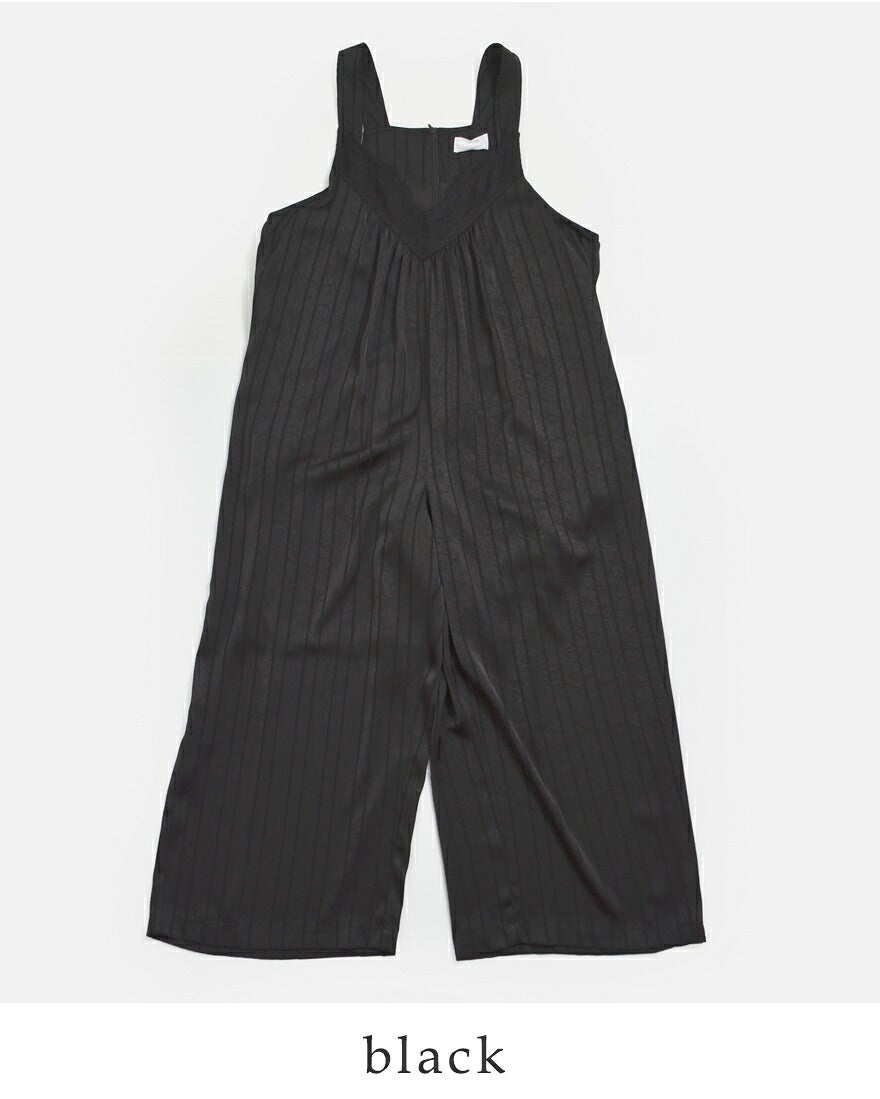 whyto ホワイト レースサテン オーバーサイズ サロペット “lace stain