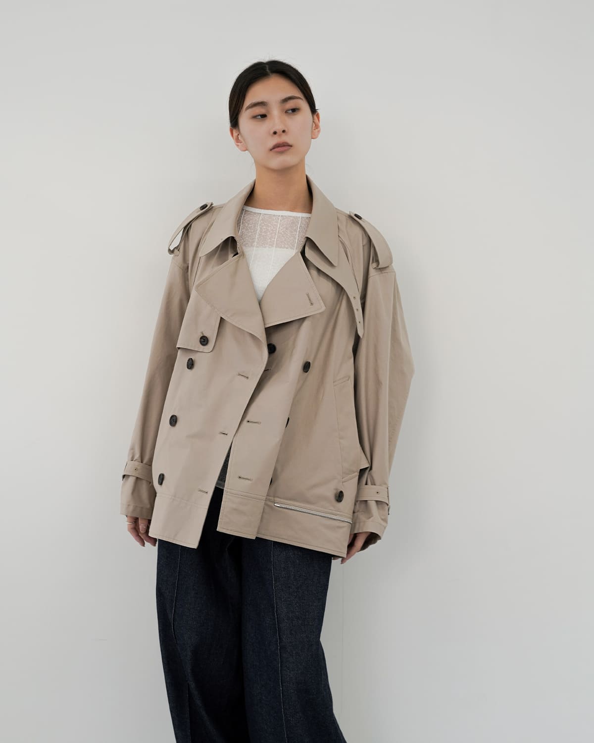 Multi collarショートトレンチコート beautiful people ビューティフルピープル 高密度ギャバジン 2way
