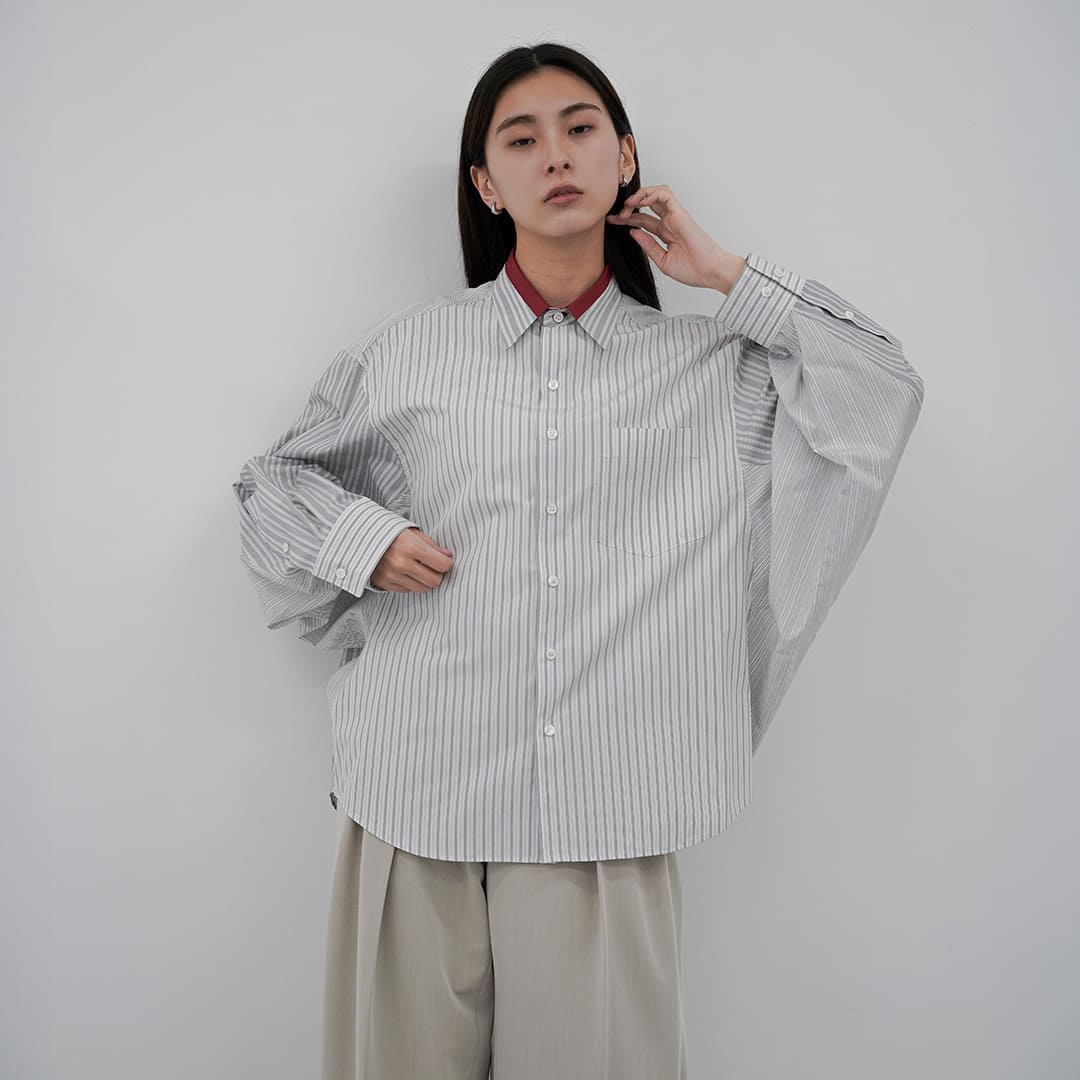 ビューティフルピープルストライプコットンシャツ beautiful people｜フィンクスコットン ストライプ シャツ “Double