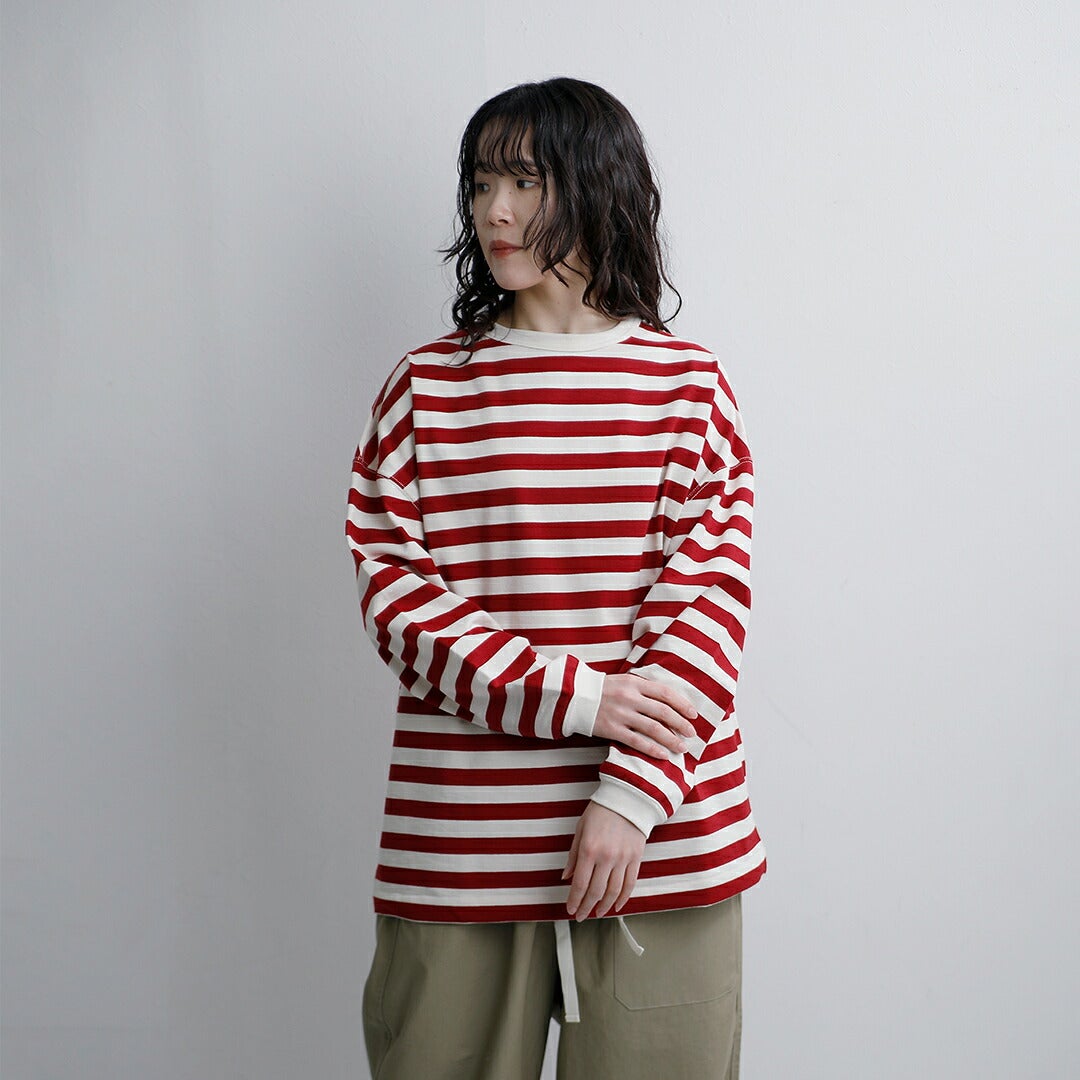 HAVERSACK ハバーサック 度詰天竺ボーダー クルーネック ロングTシャツ