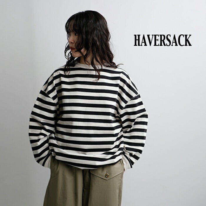 HAVERSACK ハバーサック 度詰天竺ボーダー クルーネック ロングTシャツ