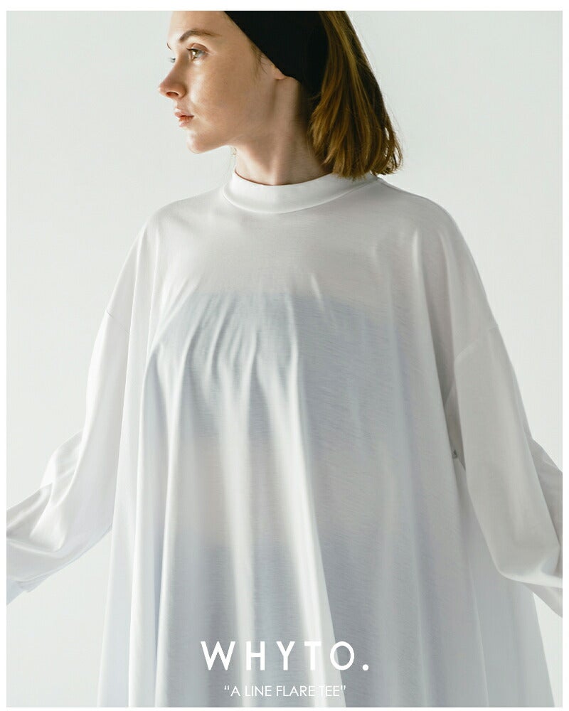 whyto ホワイト Aライン フレア ロングスリーブ Tシャツ “A line flare