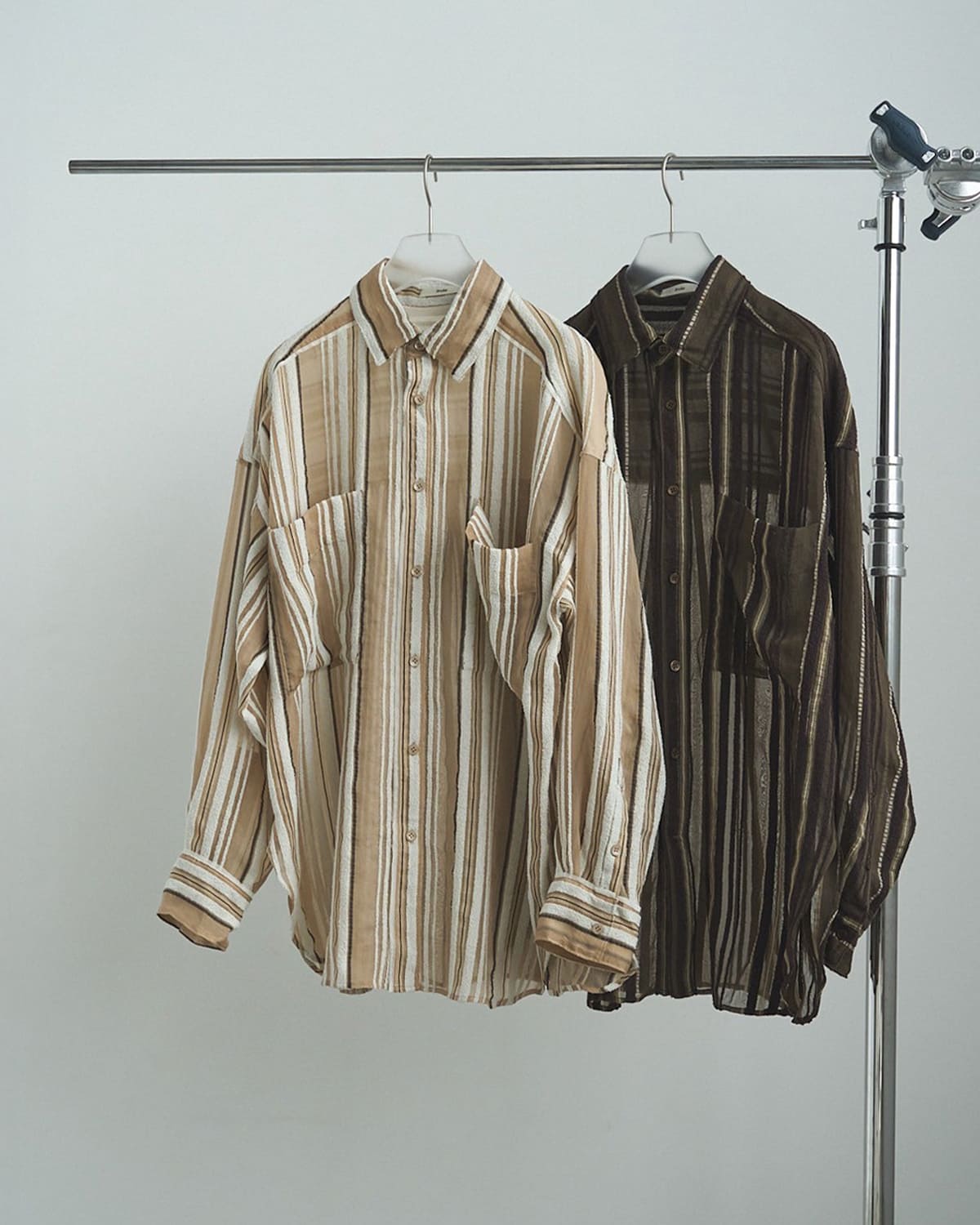 anuke アンヌーク シアー ストライプ オーバーシャツ Sheer Stripe